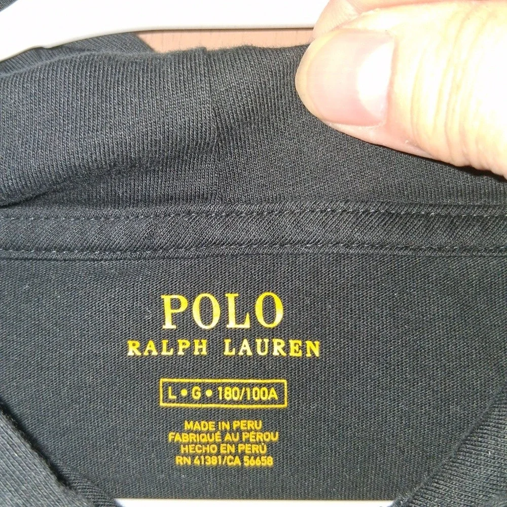 Polo Ralph Lauren Navy Big Pony LS‎ Hooded Tshirt Sleeve Hit Large EUC